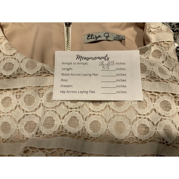 Eliza J Dress 10 Petite Ivory Lace Overlay Dress Gold Belted Party Wedding - Picture 9 of 9